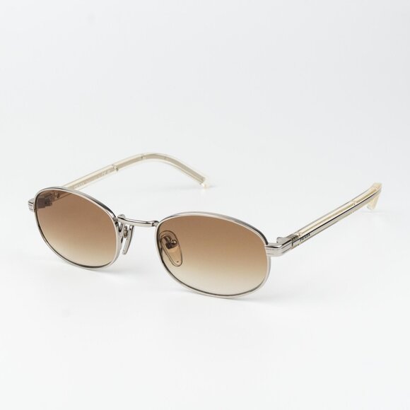 Prada Women Sunglasses Silver Brown Gradient Oval PRB53S 1BC80K NEW AUTHENTIC - Picture 4 of 11